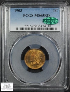 1903 RED Indian Head Copper Cent 1C PCGS MS 65 RD CAC - Picture 1 of 5
