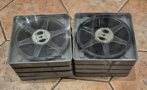 USED FILM REEL SPOOLS IN POSSO STORAGE BOXES X 8 - Imagen 1 de 7