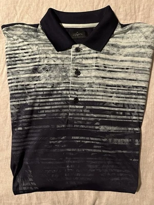 Polo de Golf Greg Norman XL Como Nuevo/Azul Marino Colores Patrón Abstracto Foto 1 de 4