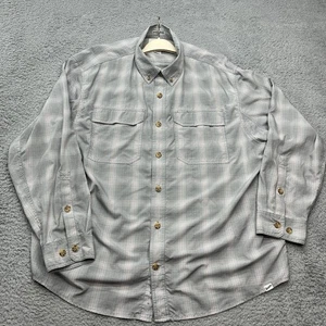 Duluth Trading Armachillo Nylon Shirt Mens XL Relaxed Fit Untucked Gray Plaid - Picture 1 of 14