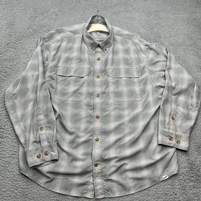 Duluth Trading Armachillo Nylon Shirt Mens XL Relaxed Fit Untucked Gray Plaid - Image 1 of 4