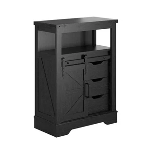 Farmhouse Bathroom Floor Cabinet, Sliding Barn 3 Drawers & 1 Door Freestandin... - Picture 1 of 7
