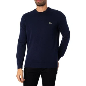 Nuevo con etiquetas Suéter Lacoste Azul Marino Cuello Redondo Algodón Orgánico Tejido 9 4XL Croc LOGO AH1985 - Imagen 1 de 9