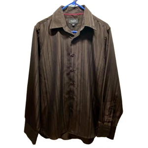 Ben Smith Herrenhemden Large braun Ton Streifen Oxford Knopfleiste Anzughemd gebraucht, in einwandfreiem Zustand - Bild 1 von 15