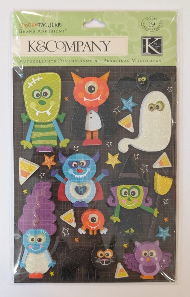 Halloween Spooktacular Monstruos Grandes Adherencias Álbumes de Recortes Pegatinas K&Company Foto 1 de 2
