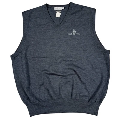 Peter Millar Golf Sweater Vest Merino Wool V Neck Pullover Grey Men’s Large - Image 1 of 4