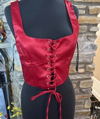 Nuevo Top Corsé Rojo Forever 21 Talla Mediana Con Corbata y Cremallera Foto 1 de 4