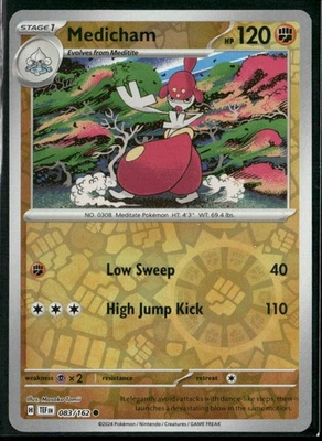 Pokemon Medicham #083/162 SV05: Temporal Forces Common Reverse Holo - Image 1 of 2
