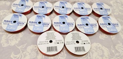 Lot Of 12 Offray Spoolo Ribbon 10 Yards, 1/8” Width, Polyester Red - Image 1 of 3