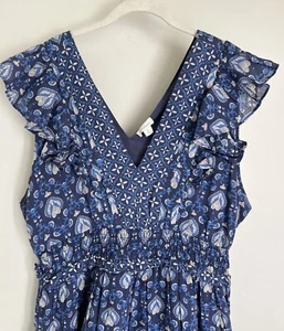 NWT Sundance Catalog Blue Short Sleeve Midi “Sechura Dress” Size XL $178 - Picture 1 of 5