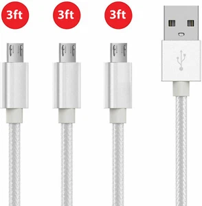 3X Micro USB Data Cable Cord Charger for Amazon Kindle Universal Charger Braided - Picture 1 of 8