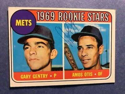 SIGNED AMOS OTIS 1969 METS ROOKIE STARS TOPPS BASEBALL CARD  - Image 1 of 3