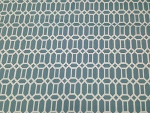 BRYANT RHODES TRELLIS QUARTZ BLUE GEOMETRIC INDOOR OUTDOOR FABRIC BY YARD 54"W - Picture 1 of 5
