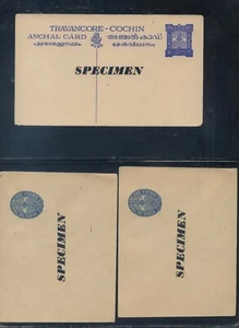 India States 3 postal stationary items specimen elephants unused - Picture 1 of 1