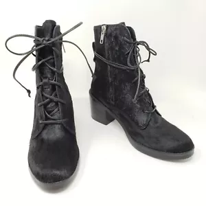 Ugg Australia Womens 6 Oriana Exotic Lace Up Boots Heels Black Calfhair Shoe New - Picture 1 of 8
