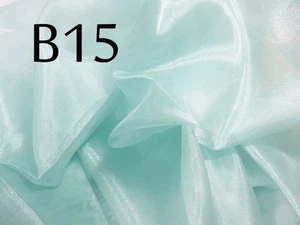 B15 (Per Yard) Pale Sea Green Thick Sparkle Organza Fabric Bridal dress Material - Picture 1 of 4