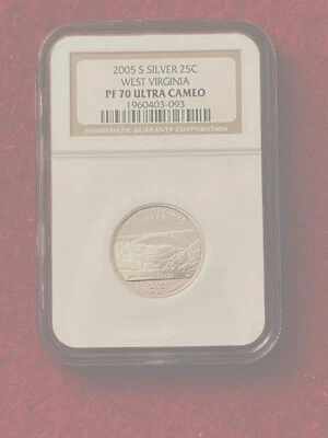 2005-S SILVER 25c WEST VIRGINIA NGC PF 70 ULTRA CAMEO - Image 1 of 2