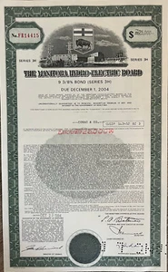 The Manitoba Hydro-Electric Board bond certificate - Picture 1 of 1