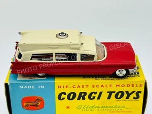 CORGI TOYS #437 SUPERIOR AMBULANCE CADILLAC CHASSIS Red White in BOX !!! - Picture 1 of 8