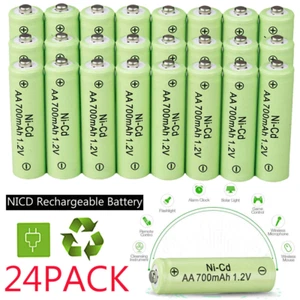 24 AA Rechargeable Batteries Nicd 700Mah 1.2V Garden Solar Ni-Cd Light LED USA - Picture 1 of 12
