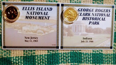 LOT of # 2 GOLD STATEHOOD QUARTERS NEW JERSEY & INDIANA NATIONAL PARKS. - Image 1 of 4