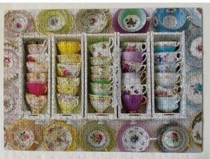 1000pc Jigsaw Puzzle Colorful Tea Cups Eurographics Colorful Cute 100% COMPLETE - Picture 1 of 8