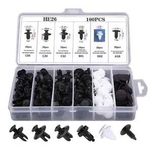 100Pcs Mixed Auto Fastener Clip Car Body Push Retainer Pin Rivet Retainer Kit - Picture 1 of 9