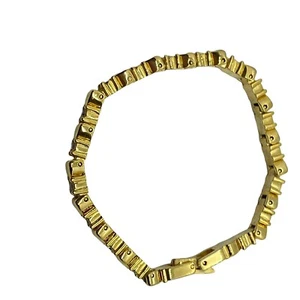 Pulsera Tenis Cristal Mujer Tono Dorado Forma Corazón Cierre Plegable 7" - Imagen 1 de 12