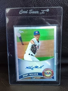 HOBY MILNER~2011 Baseball Topps Chrome Collegiate National USA~Blue Auto~160/199 - Picture 1 of 4