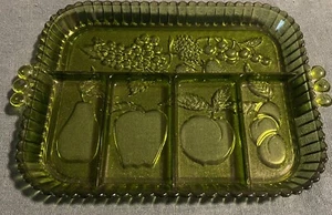 Vintage Green Glass Large Relish Tray Indiana Glass Company - Picture 1 of 3