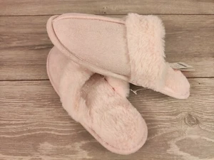 Boux Avenue Suedette polsino mulo pantofole blush rosa pelliccia sintetica UK 3/4 & UK 7/8 B842 - Foto 1 di 4