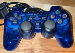 Controller Doppio Shock Ufficiale Sony PS2 Playstation 2 Blu Trasparente Testato - Foto 1 di 15