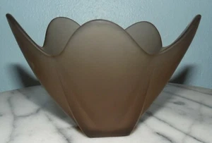 Viking Art Glass Smoke Gray Candle Votive Holder Rose Bowl 4" with Sticker - Picture 1 of 3
