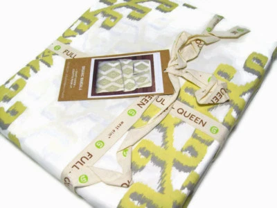 Funda nórdica West Elm algodón citrón mandala Ikat Full Queen 2 fundas estándar nueva Foto 1 de 4