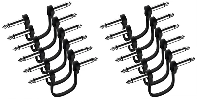 12PC Electric Guitar Patch Cables Pedal Board Cords 1/4" Right Angle OFC Wire 6" - Image 1 of 4