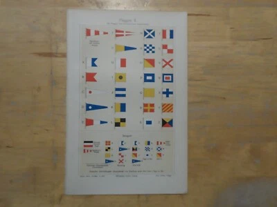 Orig.(1906) Chromolithographie Flaggen II (Internationale Signalbuch) (N19) - Bild 1 von 2