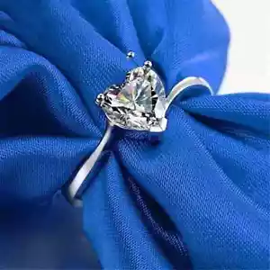 2Ct Heart Cut Lab-Created Diamond wedding Engagement Ring 14K White Gold Plated - Picture 1 of 9