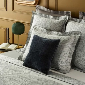 NEW YVES DELORME FOULARD KING SHAMS JACQUARD GREY 300TC ORGANIC SATEEN FRANCE - Picture 1 of 11