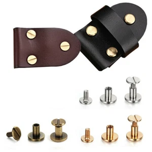 20Pcs Belt Screw Leather Craft Chicago Nail Brass Rivets Stud Head Wallet - Picture 1 of 15