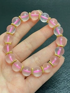 Handmade Natural AA Grade Rose Quartz Crystal Bead Bracelet w / S925 Accessories - Bild 1 von 4