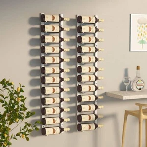 Wall Mounted Wine Rack for 12 Bottles 2 pcs White Iron - Picture 1 of 5
