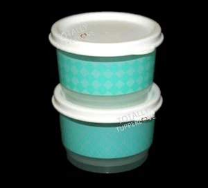 2 tazze snack Tupperware 4 once Set Contenitori con Guarnizioni Azzurro e Bianco ❤️ - Foto 1 di 2