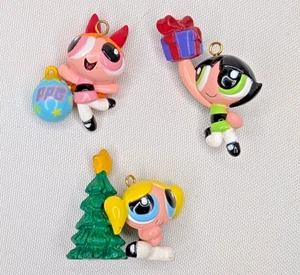 3 Power Puff Girls Mini 1" Figurale Ornamente 2002 Cartoon Network süß - Bild 1 von 3