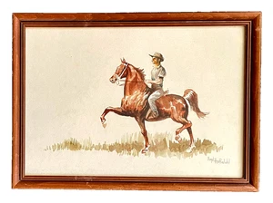 Original Signed LLOYD HERFINDAHL Watercolor Painting Horse & Rider Minnesota Art - Picture 1 of 6