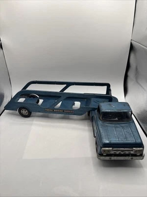1959 Tonka Toy Diecast Marine Service Semi Hauler/Boat Carrier 28" Long - Image 1 of 4