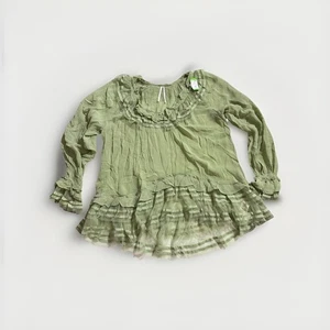 Anthropologie Odille green ruffled blouse Sheer Oversized Bohemian Fairycore XS - Picture 1 of 7