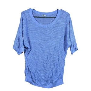 Express Womens Sweater Purple Crew Neck Open Weave Knit Dolman Sleeve Sheer M - Picture 1 of 13