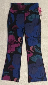 NWT Pop Fit Womens Blue High Rise Yoga Pants Performance Legging Floral 3XL - Picture 1 of 5