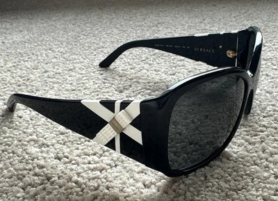 Vintage Versace Black And White Sunglasses With Bows On Side (2000’s) - image 1 of 4
