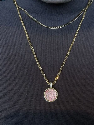14 K Gold Pink Spinel Pendant With  Diamonds - Image 1 of 4